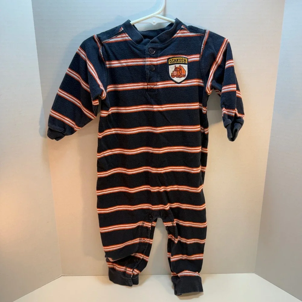 OshKosh B'gosh Baby Boys Football Striped Romper 18 Months One Piece Lot Vintage